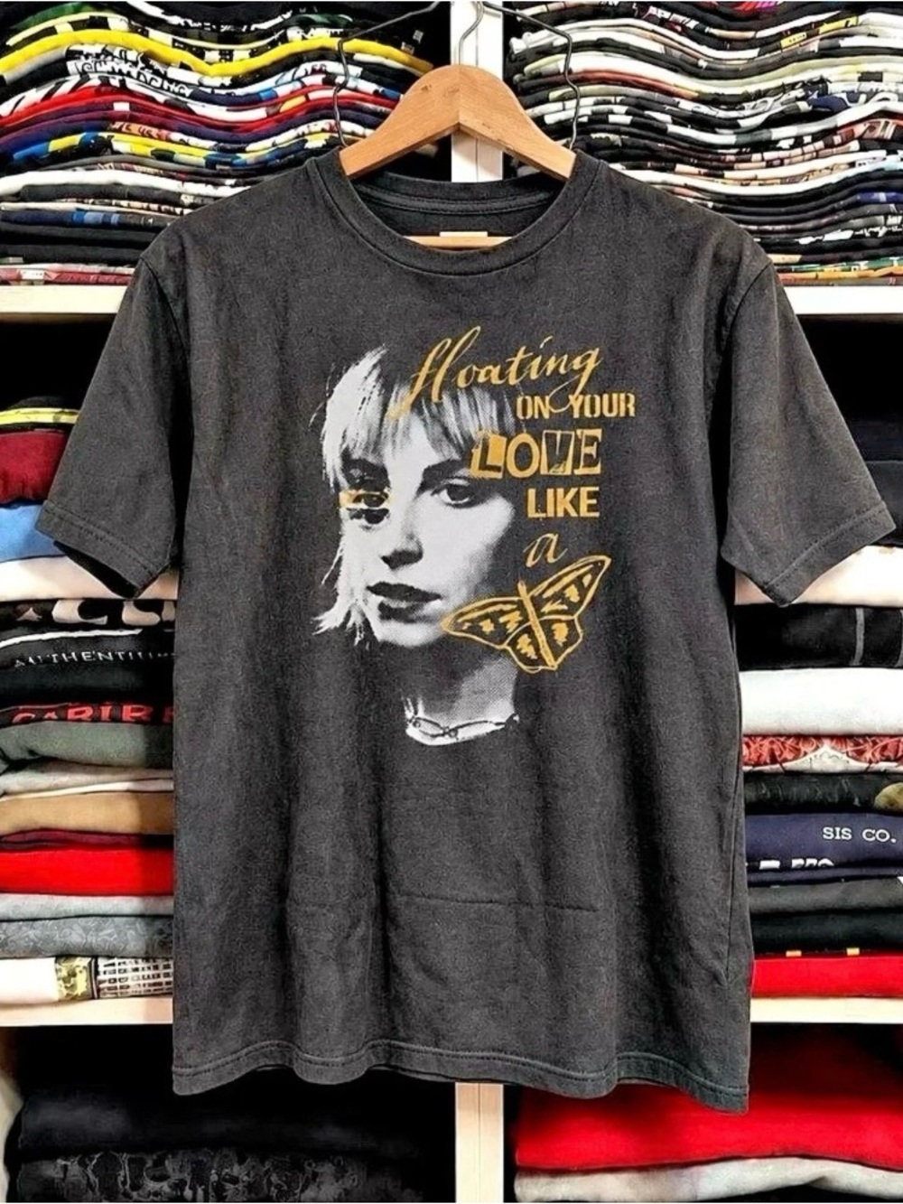 Gildan Black Graphic Tee with Yellow Accents - Floating On Your Love